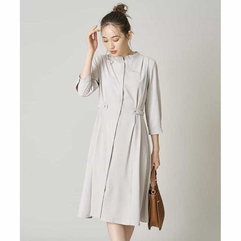 オフオン ベルト付きキーネックシャツワンピース レディース ベージュ L Ofuon 通販 Lineポイント最大1 0 Get Lineショッピング