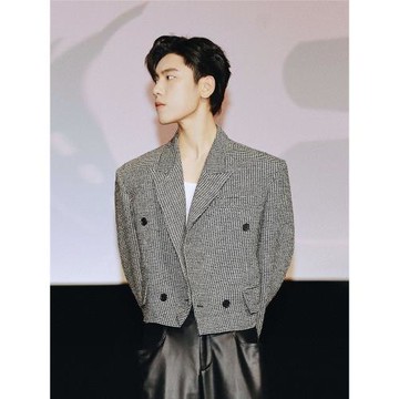 王子異同款格子短款墊肩百搭小西裝外套男女休閑韓版夾克秋冬季潮