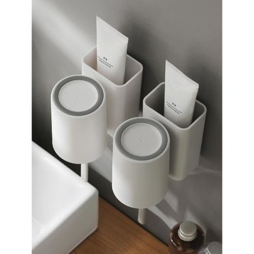 壁掛單人洗漱杯免打孔倒掛瀝水收納壁掛情侶套杯口杯套裝置物架