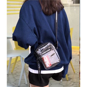 網紅同款Places+Faces透明沙灘包蹦迪包PVC單肩斜跨包P+F嘻哈包