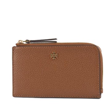 TORY BURCH Blake 荔枝紋L型拉鍊證件/零錢包-焦糖色
