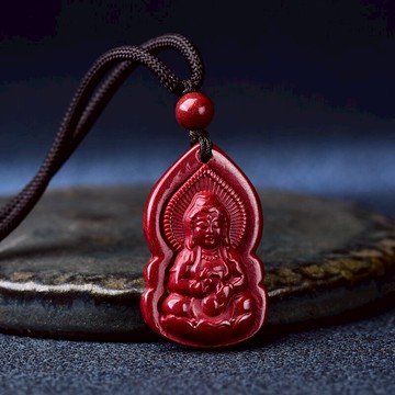 正品朱砂觀音吊墜男項鏈本命年轉運掛件護身符隨身鑰匙扣女佛掛飾