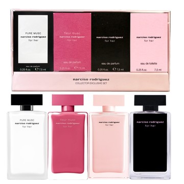 Narciso Rodriguez 經典小香禮盒 7.5ml X4入組- (純粹繆思+for her+桃色優雅)