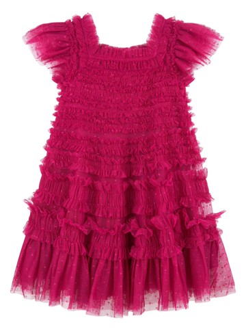 NEEDLE & THREAD KIDS - Lisette ruffled flared dress - kids - Recycled Polyester/Recycled Polyester - 9 yrs - Pink