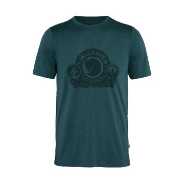 fjallraven 小狐狸 男 abisko wool classic短袖羊毛排汗衣暗深藍f8