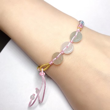 【願‧平安】冰種翡翠平安扣編織手鍊 | 天然緬甸A貨翡翠 | 送禮