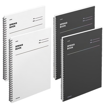 motemote 厚磅線圈橫線筆記本4件組 白色 2本 + 黑色 2本  1組  黑色 + 白色