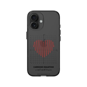iPhone 16 Clear (相機按鈕) 酷墨灰 - Valentine's Day Collection - 愛的方程式：心跳（紅）