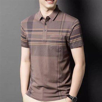 【巴黎精品】POLO衫短袖T恤-格子棉質透氣排汗男上衣4色v1bf20