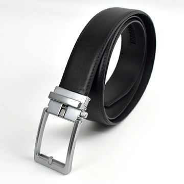 霧銀ㄇ字自動扣真皮皮帶 【NKE34】