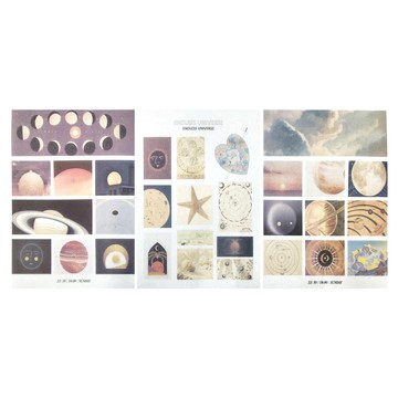 德德小品集 宇宙蜉蝣素材包 PET貼紙5入 卡片5入 和紙貼紙10入  土星之環  1組