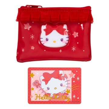 asdfkitty*KITTY 魔法少女 透明防水收納包附卡片 零錢包 迷你化妝包-日本正版商品