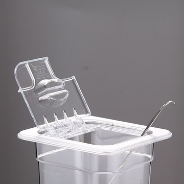 不鏽鋼份數盆/料理盆 份數盆透明塑料果粉盒壓克力水果撈醬料盒物料盒奶茶店果醬盆翻蓋『XY20601』