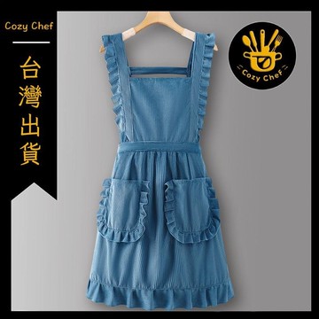 ✨️臺灣出貨✨️暖廚小築✅可開發票燈芯絨大人圍裙廚房家用2026新款餐飲女工作服防油污上班簡約做飯