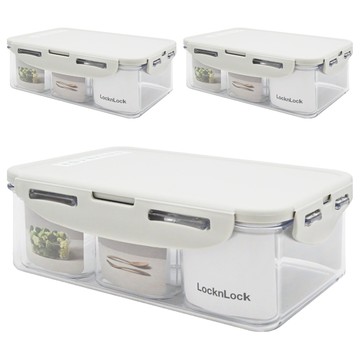 LocknLock 樂扣樂扣 Tritan純淨輕透保鮮盒  3 個容器 + 3 個蓋子 + 9 個分隔盒  3個