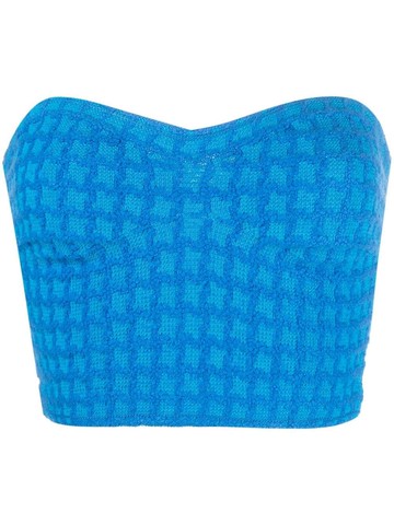 SANDRO - check-pattern bustier top - women - Viscose/Polyamide/Wool/Cotton/Elastane/Polyester - 4 - Blue