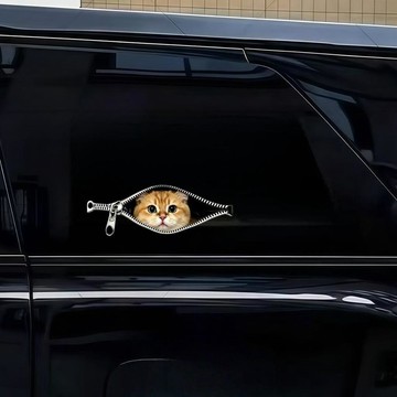 日系車貼💫  拉鍊貓貓狗狗可愛個性創意汽車車身貼紙劃痕遮擋防水裝飾汽車貼紙  汽車装饰贴