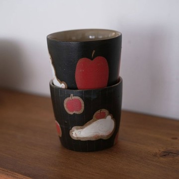 白熊粗陶咖啡杯 / 日式馬克杯 / 家用茶杯禮物