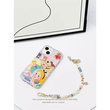 童話公主童趣兔子狗狗可愛適用蘋果14系列天然珍珠琉璃串珠手提鏈條手機殼Ins少女心iphone15promax原創仙氣