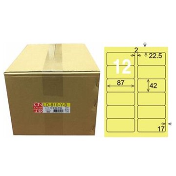 【龍德】A4三用電腦標籤 42x87mm 淺黃色 1000入 / 箱 LD-810-Y-B【APP滿額下單10%點數(單一帳號最高5000點)】1/31止