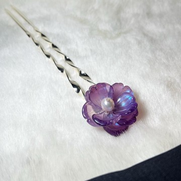 【訂製款】藕紫月見草珍珠花簪