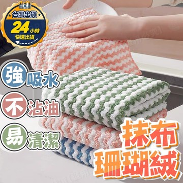 【台灣出貨+發票】廚房抹布 珊瑚絨抹布 吸水抹布 超纖維抹布 去油污抹布 不掉毛抹布 珊瑚絨布 洗碗布 懶人抹布