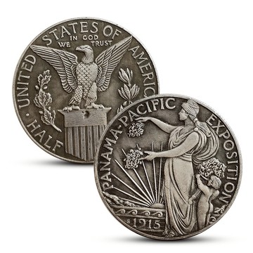 1915年巴拿馬太平洋萬國博覽會半美元紀念幣 仿古銀元外國硬幣銅