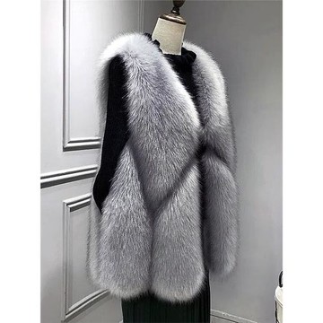 今年流行反季皮草皮毛一體2024新款馬甲女冬款背心狐貍毛外套女士