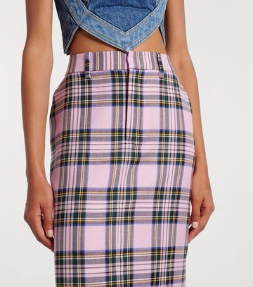 Area Plaid wool midi skirt