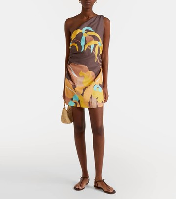 Faithfull Marga floral one-shoulder linen minidress