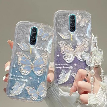 oppoR17手機殼r17/pro/r9/s/plus/r11s/r15x/r7s/r7plus全包防摔可愛硅膠潮奢華高檔蝴蝶手鏈閃粉