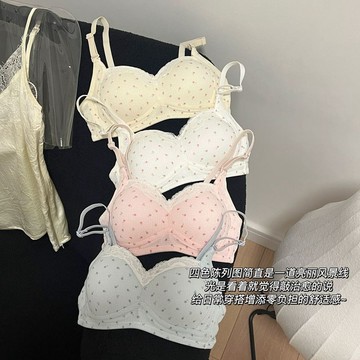 【臺灣出貨 免運】甜美碎花內衣女小胸聚攏薄款透氣無鋼圈收副乳少女學生高中生文胸