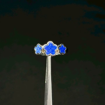 青金石戒指 | 青金石 三朵花 專櫃訂製 特級 眉心輪 順暢溝通 925純銀 活圍戒指 Q23AX27-933