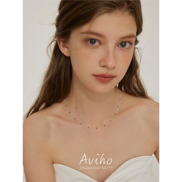 aviho 在水伊人ins風簡約小圓珠925通體純銀項鏈小眾百搭疊戴鎖骨