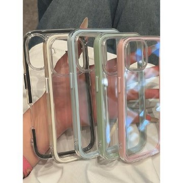 ins風簡約純色多巴胺邊框透明適用iPhone16pro手機殼蘋果15pro新款14plus女款13/12硅膠軟殼全包11防摔保護套