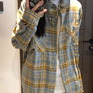 9316 位長期顧客🥰夏季百搭美式復古滌格子襯衫女潮牌寬鬆設計小衆MLXQ