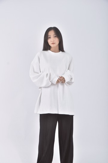 (XL) masco質感圓領白色長袖上衣