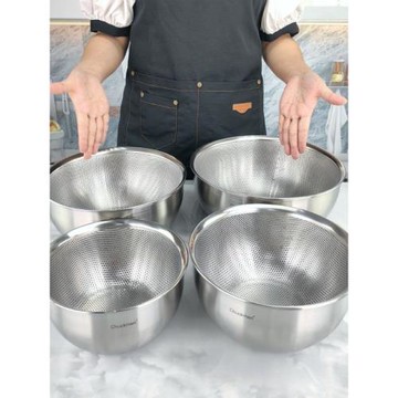 Chockmen卓德銘18/10不銹鋼套盆瀝水籃4件套裝洗菜盆料理盆淘米盆