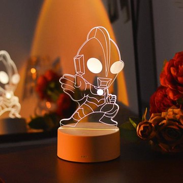 奧特曼3d小夜燈臥室氛圍感裝飾無線充電臺燈墻角ins插電床頭燈usb