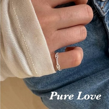Pure Love樂芙 /正韓 銀飾【S925純銀】R0861簡約通體純銀麻花纏繞繩結戒指 尾戒 / 銀