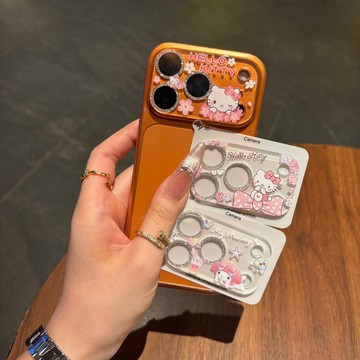 輕奢閃粉鏡頭膜 美樂蒂 KT貓 防刮保護 玉桂狗 iPhone 17 16 15 14 Pro max 全包鏡頭 防摔