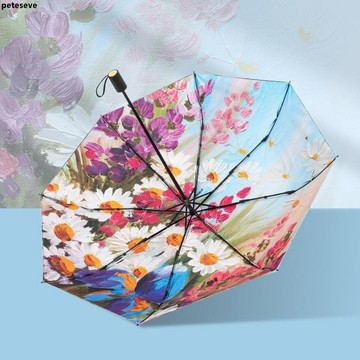 【雙層油畫】大雨傘 快乾雨傘 陽傘 陽傘抗 雨傘 防曬雨傘 輕便雨傘 遮陽防曬 防紫外線 晴雨兩用 女 加厚 加粗 抗風