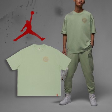 Nike 短袖上衣 Jordan CNY 男款 酪梨綠 寬鬆 兔年 新年限定 純棉 短T FB1457-343