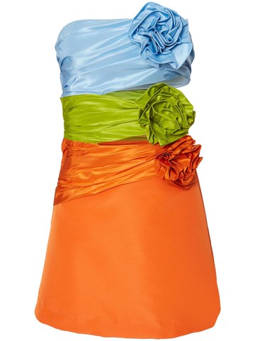 Carolina Herrera - floral-appliqué cut-out minidress - women - Silk - 12 - Orange