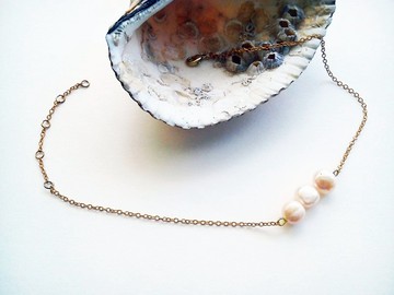 淡水珍珠 扁珠腳鏈- 100%手工製自家設計-Long Vocation系列