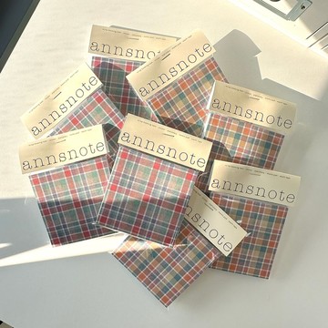鮮豔格紋便條紙 2 色混搭 (anns note) 復古拼貼