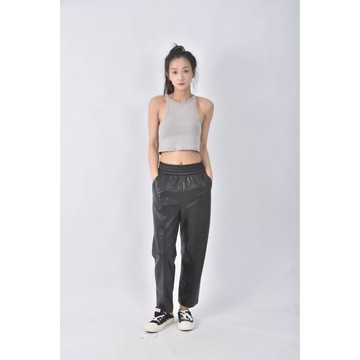 (S) hm高腰皮革黑色長褲二手衣