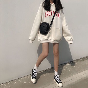 waitmore超火cec衛衣女寬松韓版潮ins慵懶風bf連帽薄款上衣服外套