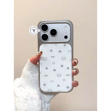 銀邊滴膠滿屏線條貓咪小魚干適用iPhone17promax手機殼蘋果16新款