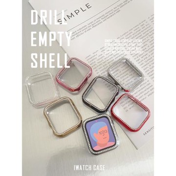 鑲鉆硬殼鏤空iwatch表殼適用AppleWatch蘋果se手表s8保護殼s9帶鉆